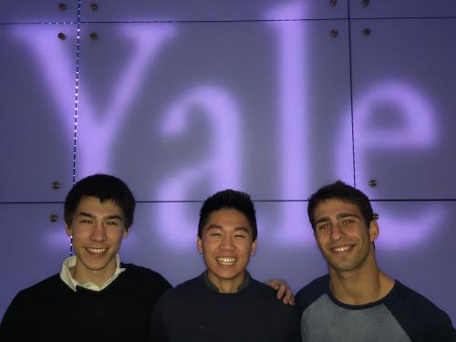 Devin Cody (SM '17, left), Alex Lee (TD '17, middle), and Jacob Marks (PC '17, right) receive Silver Medal in international University Physics Competition